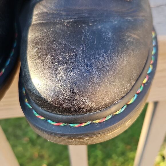 Dr. Martens Black Leather Boots – Size 41 (Rainbow Stitch & Laces) - Picture 2 of 11